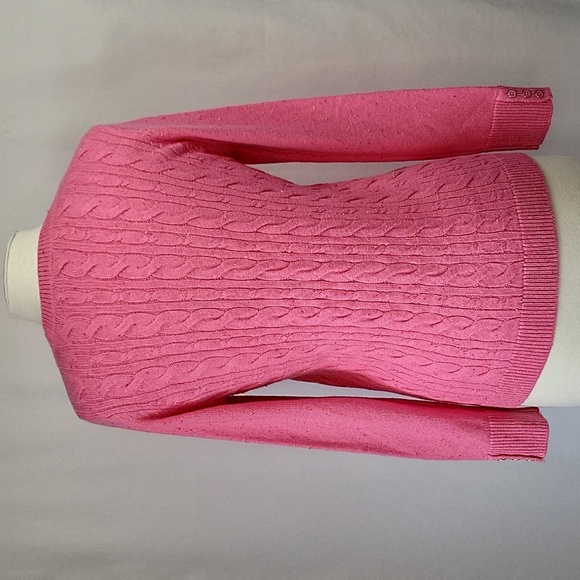 Talbots Confetti Marled Lightweight Cable Knit Sweater Pink Size MP NWT - Picture 6 of 13